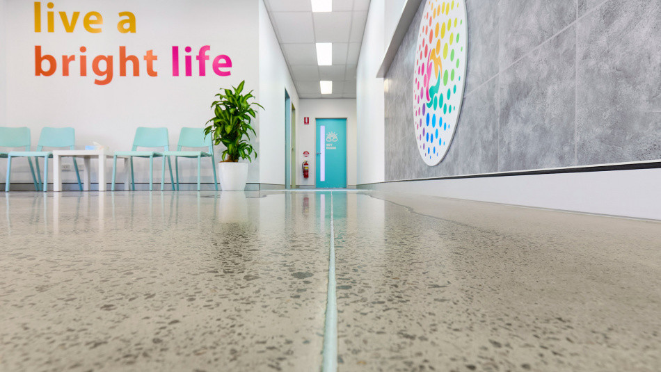 floor view of beam tuggerah waiting area in new office construction